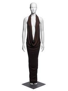 Jean Paul Gaultier Brown Halter Neck Maxi Dress with Plunging Neckline, SS 2000
