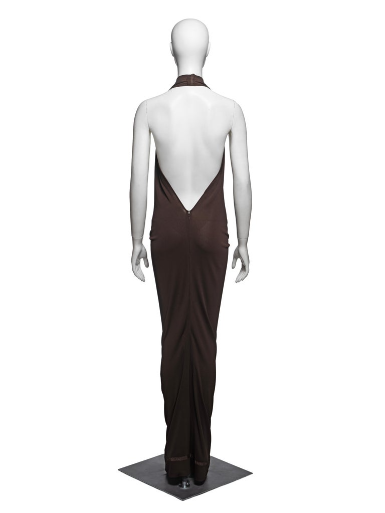 Jean Paul Gaultier Brown Halter Neck Maxi Dress with Plunging Neckline, SS 2000 For Sale at 1stDibs Jean Paul Gaultier Brown Halter Neck Maxi Dress with Plunging Neckline, SS 2000 For Sale at 1stDibs