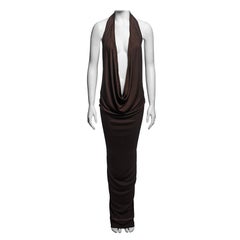 Jean Paul Gaultier Brown Halter Neck Maxi Dress with Plunging Neckline, SS 2000