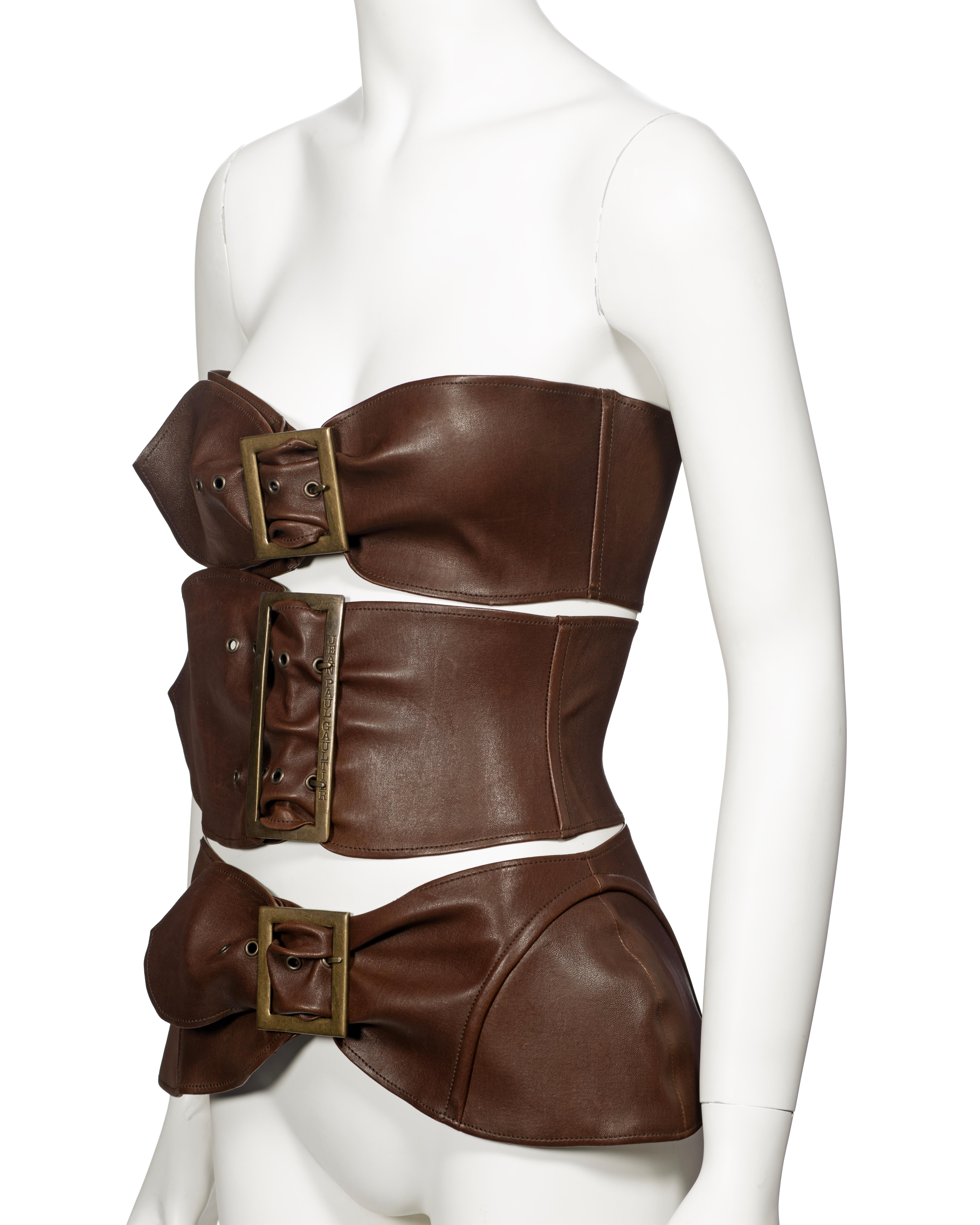 Women's Jean Paul Gaultier Brown Leather Corset Made From Three Belts, ss 2008