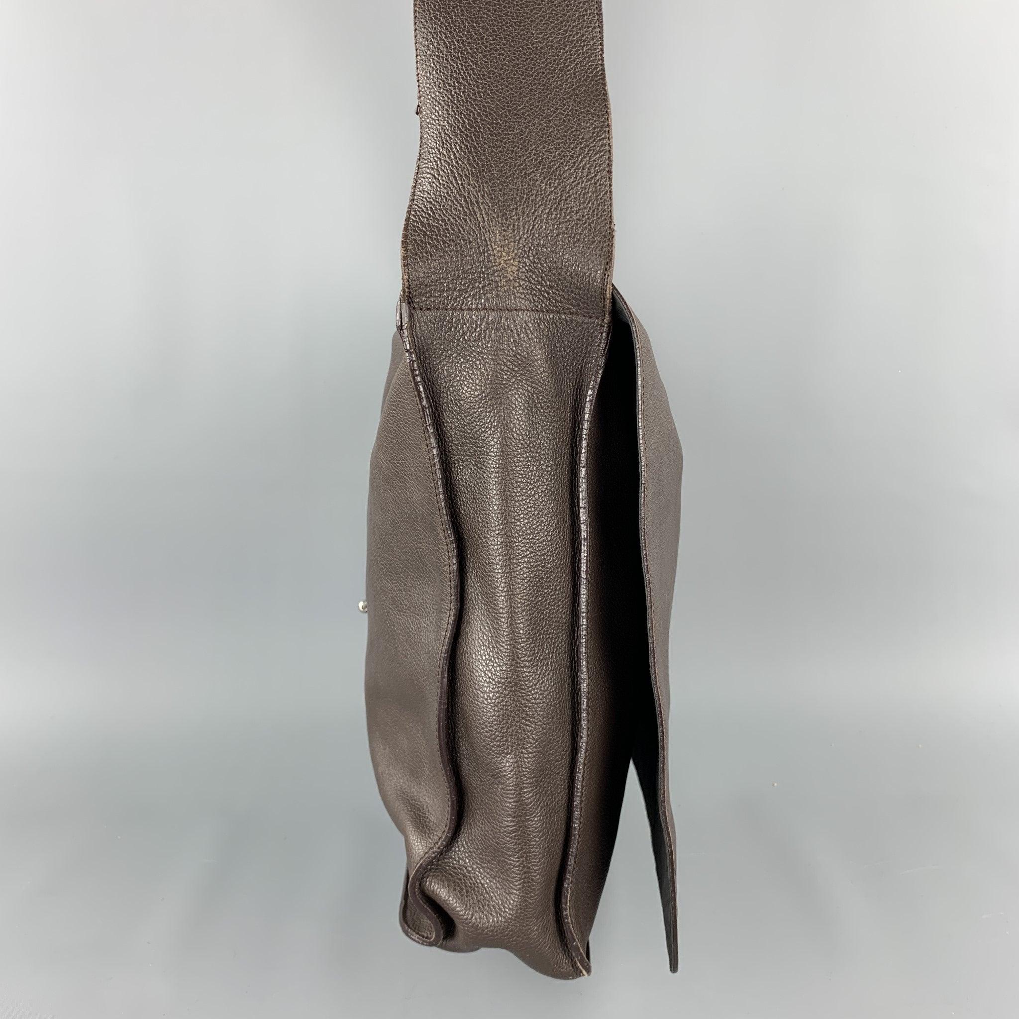  JEAN PAUL GAULTIER Sac à bandoulière en cuir embossé Pierce Jeans Brown Pour hommes 