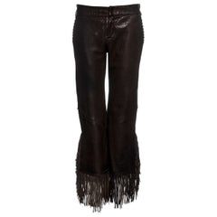 Jean Paul Gaultier Hose aus braunem Leder mit Fransen, ca. 2000