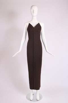 Jean Paul Gaultier Brown Strapless Column Dress w/Buckled Back Straps