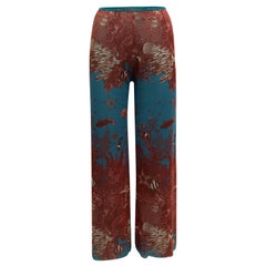 Jean Paul Gaultier Brown & Teal Soleil Mesh Coral Reef Print Pants