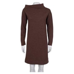 Jean Paul Gaultier Brown Wool Silk Dress M Elegant Straight Silhouette