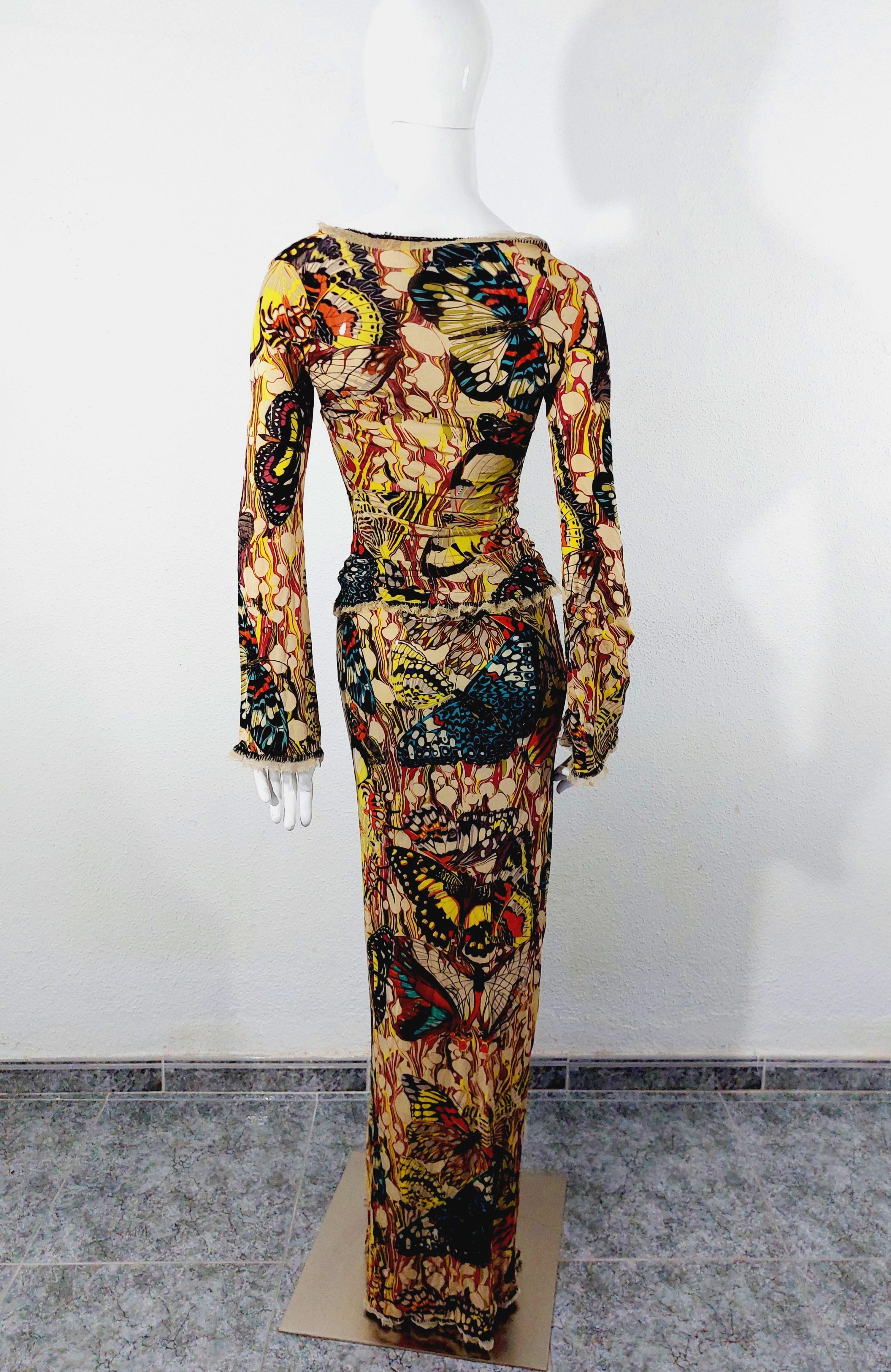 Jean Paul Gaultier Corsé Mariposa Kendall Jenner Vestido Óptico Top Falda en venta 14