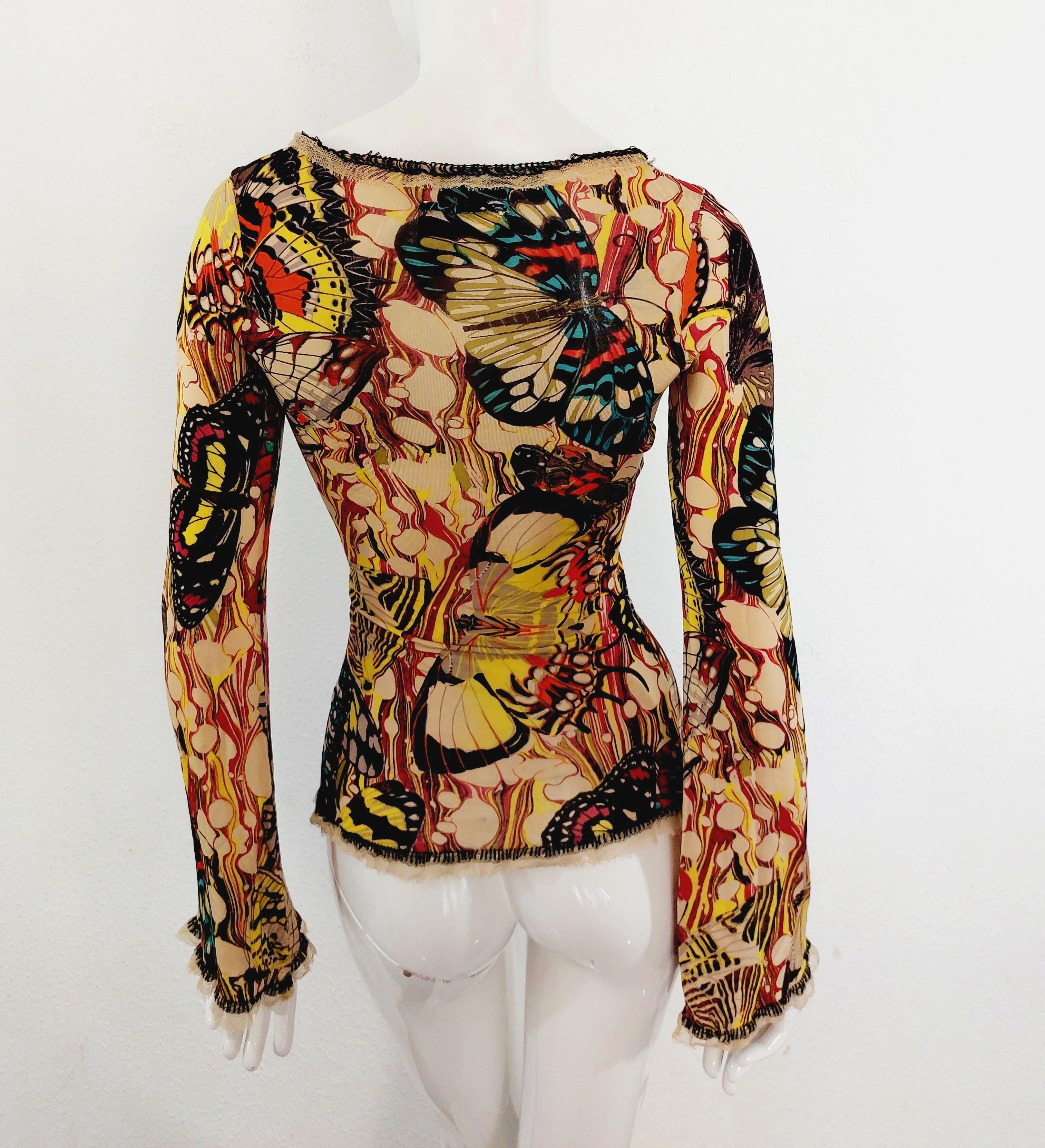 Jean Paul Gaultier Corsé Mariposa Kendall Jenner Vestido Óptico Top Falda Marrón en venta