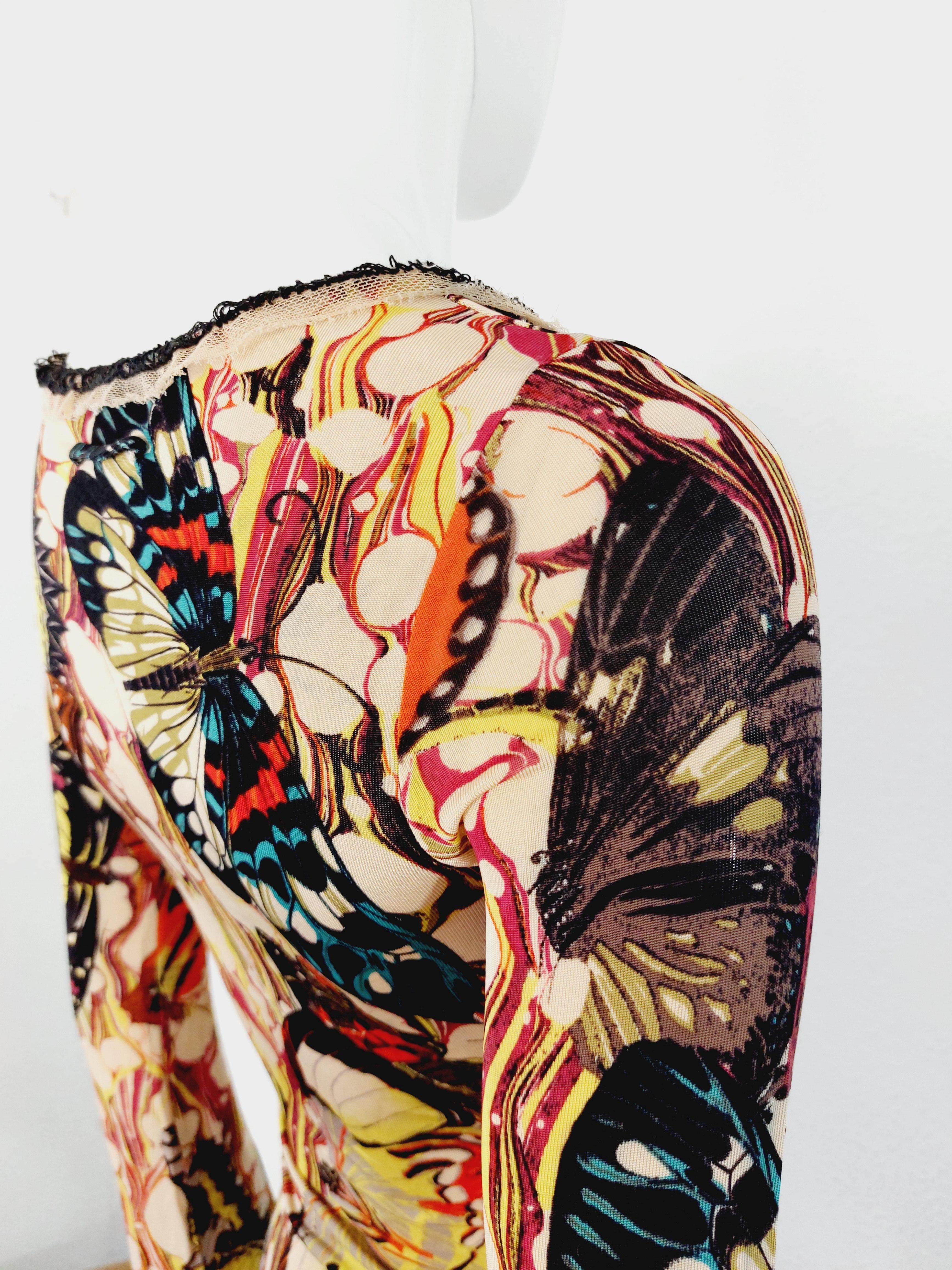 Jean Paul Gaultier Corsé Mariposa Kendall Jenner Vestido Óptico Top Falda en venta 2