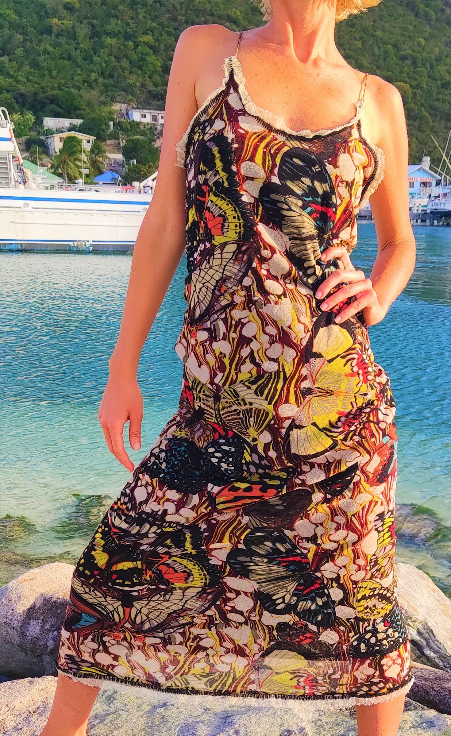 Jean Paul Gaultier Mariposa Libélula Tatuaje Kendall Jenner 2003 Maxi Vestido 1