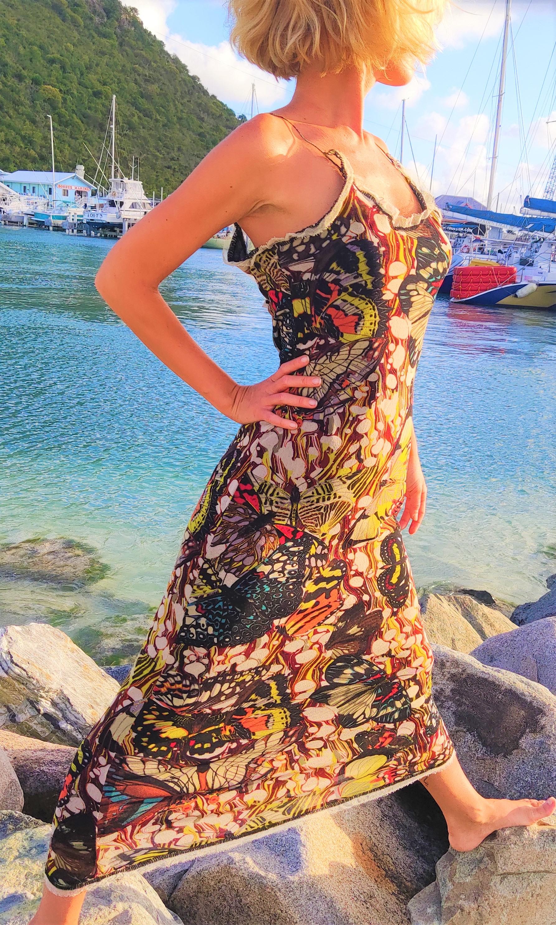 Jean Paul Gaultier Mariposa Libélula Tatuaje Kendall Jenner 2003 Maxi Vestido 3