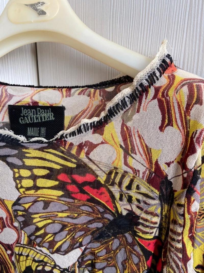 Jean Paul Gaultier Venus Kendall Jenner Optisches Hemd aus Schmetterlingsgeflecht im Angebot 6