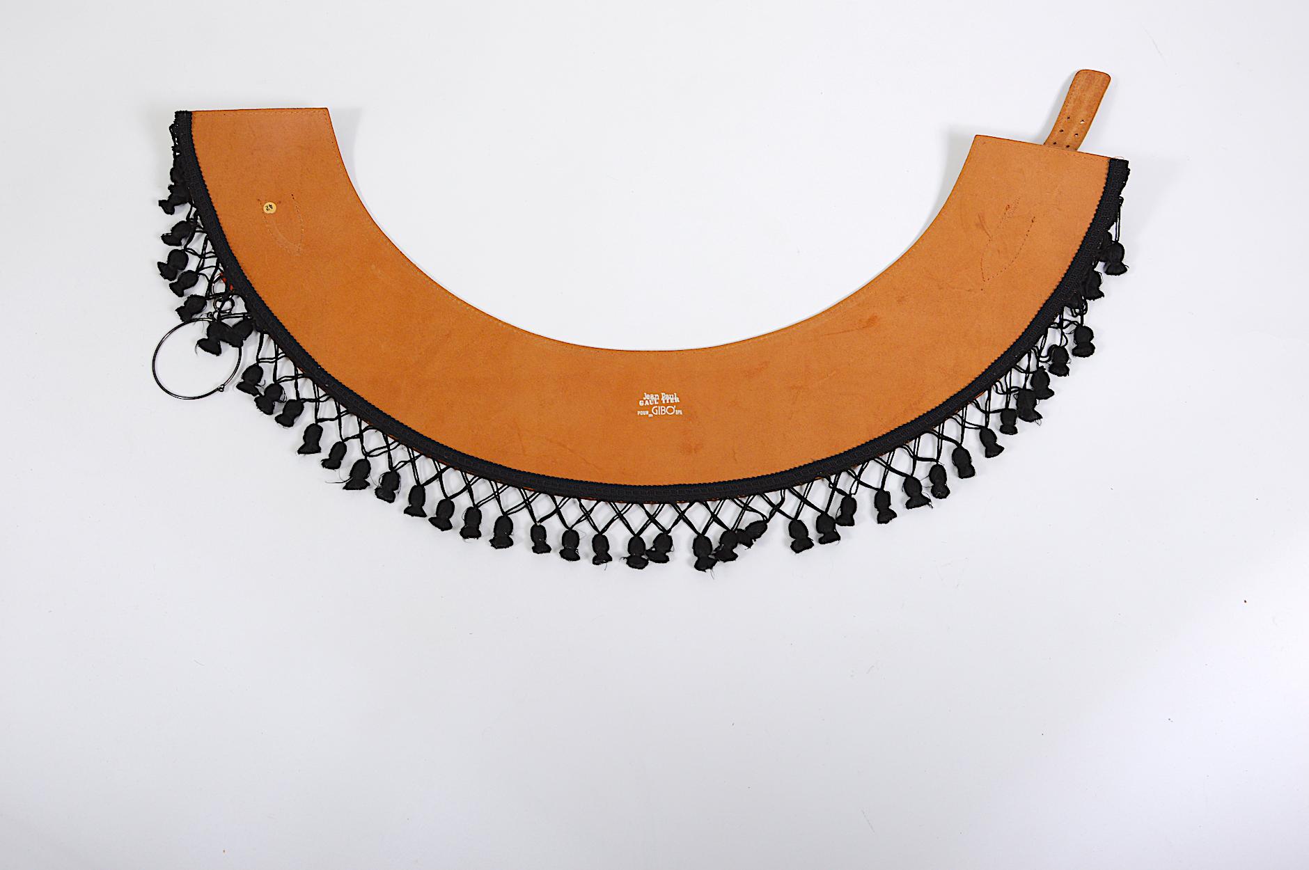 Jean Paul Gaultier by Gibo 1980, ceinture large en cuir marron ornée d'un pompon en vente 9