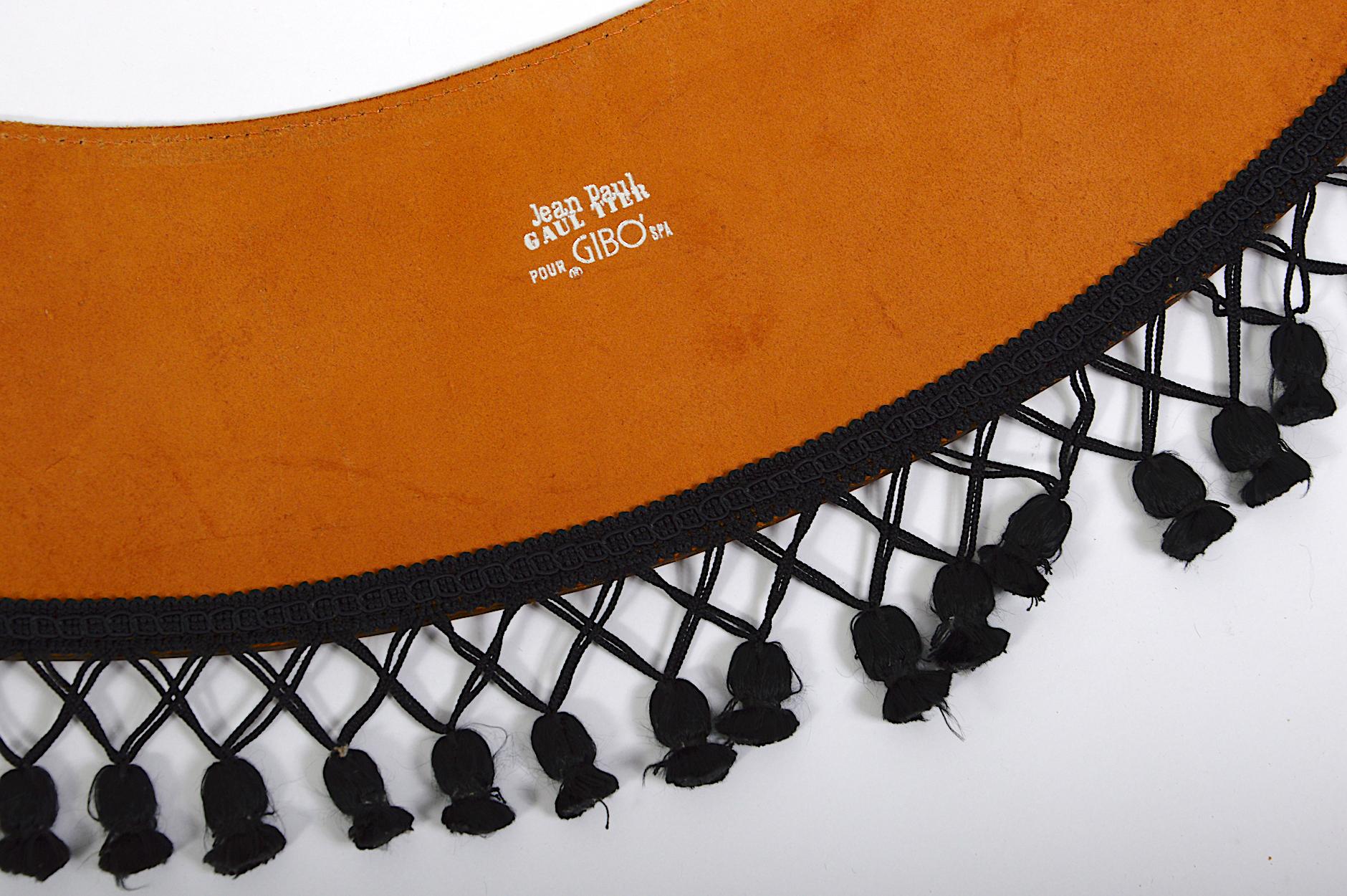 Jean Paul Gaultier by Gibo 1980, ceinture large en cuir marron ornée d'un pompon en vente 10