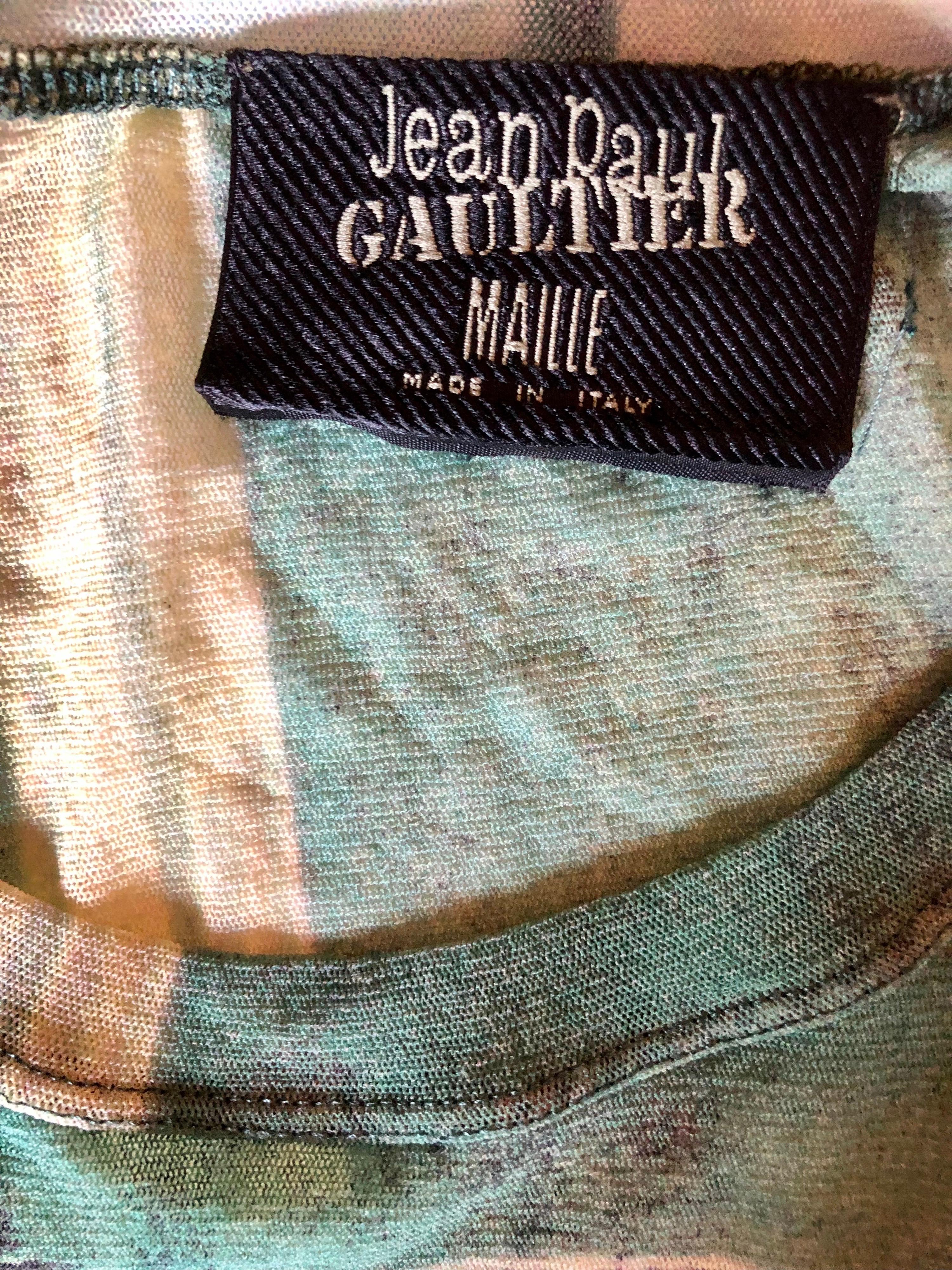 Women's or Men's Jean Paul Gaultier Vintage S/S 1998 Frida Kahlo People Print Sheer Mesh Top