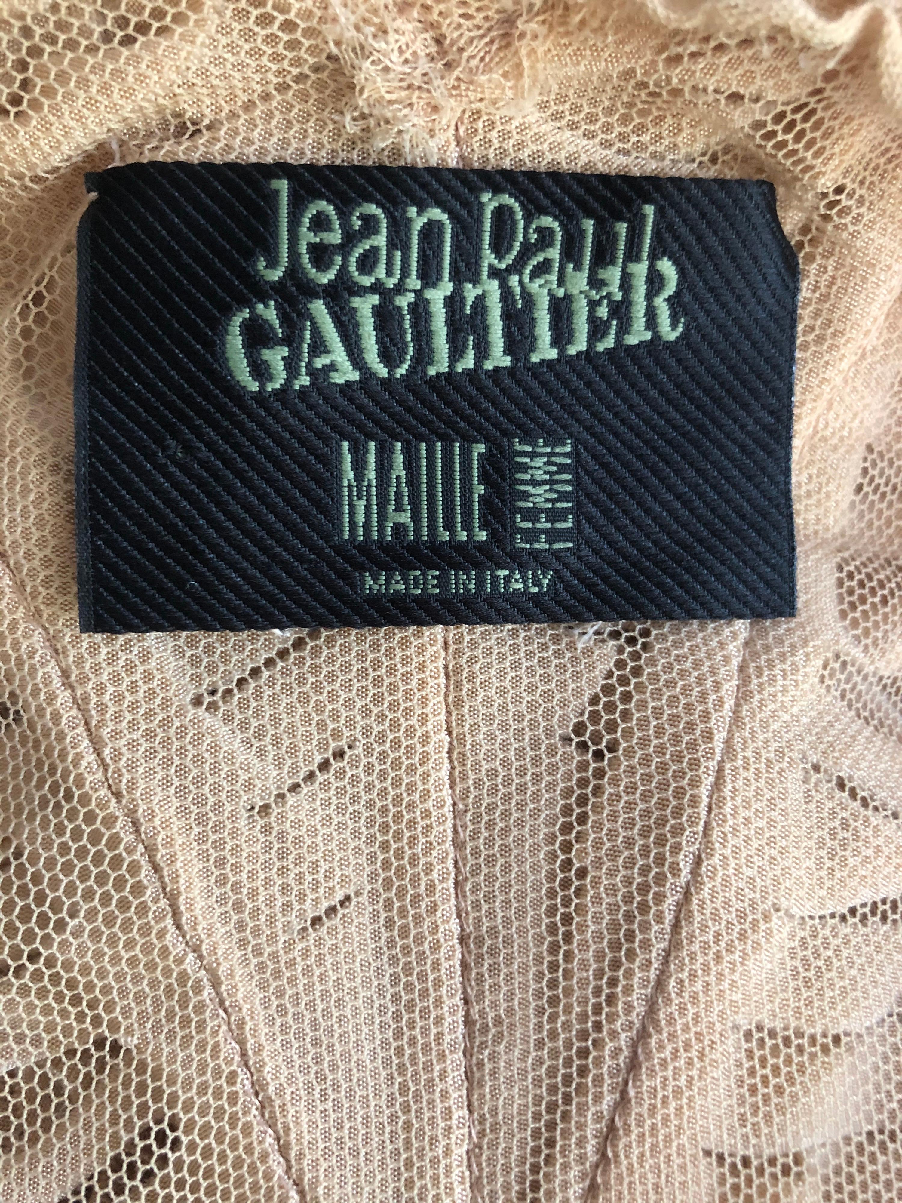 Jean Paul Gaultier c.1990 Vintage Cutout Fringe Mesh Open Back Dress 3