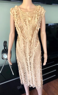 Jean Paul Gaultier c.1990 Vintage Cutout Fringe Mesh Open Back Dress