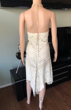 Jean Paul Gaultier S/S 2003 Runway Leather Laser Cut Fringe Open Back Dress