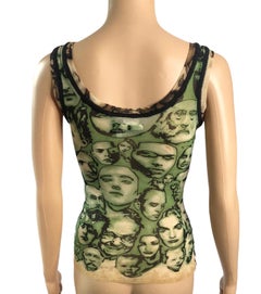 Jean Paul Gaultier F/W 1992 Vintage People Faces Print Sheer Mesh Top