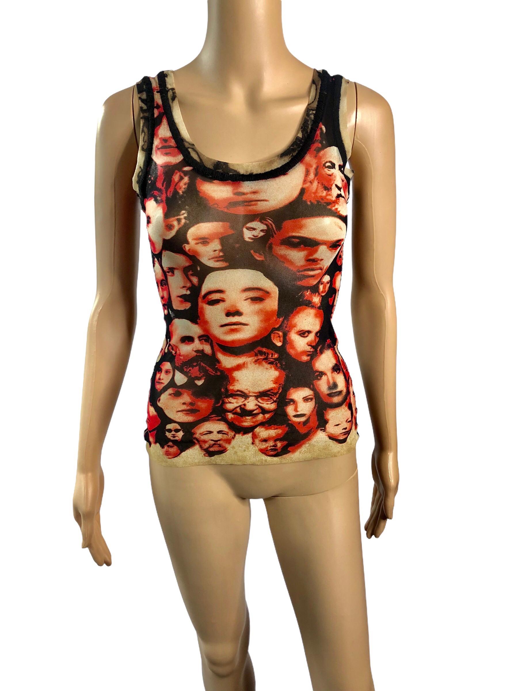 Jean Paul Gaultier F/W 1992 Vintage-Oberteil mit durchsichtigem Mesh-Print (Pink)