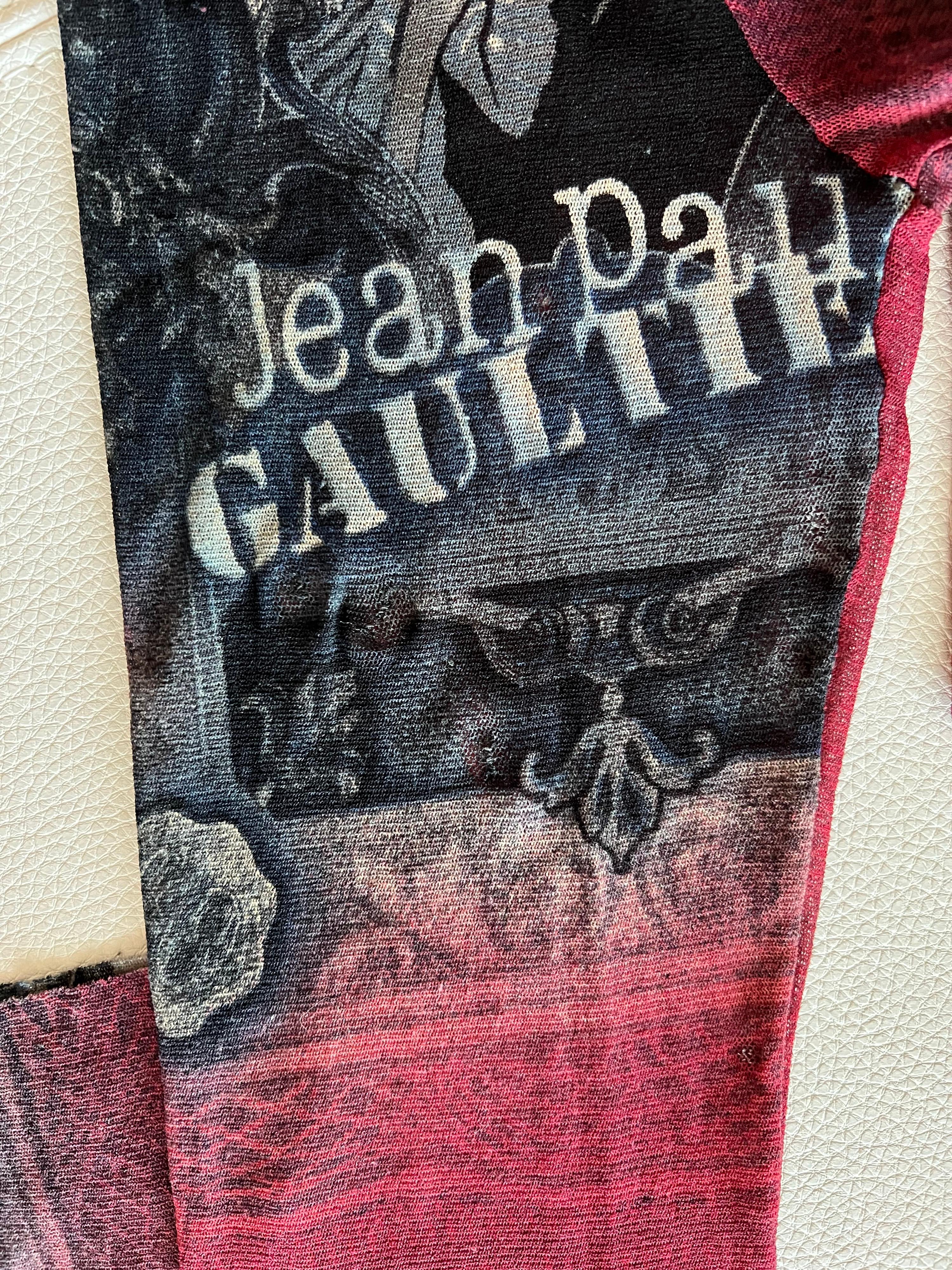 Jean Paul Gaultier c.1995 Vintage Sheer Mesh Top & Leggings Pants 2 Piece Set For Sale 7