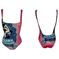 Jean Paul Gaultier ca. 1995 Vintage Bodysuit/Badeanzug mit „S&M“-Druck