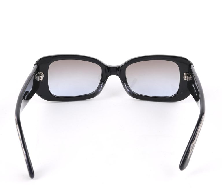 JEAN PAUL GAULTIER c.1997 Black Box Rectangular Frame Sunglasses 56 ...