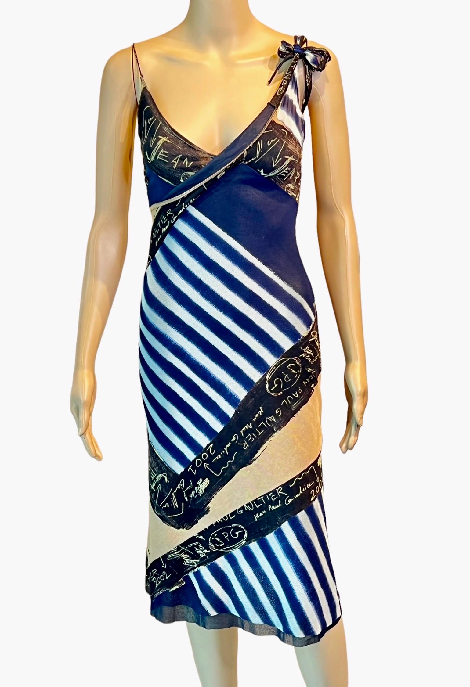 Jean Paul Gaultier c.2001 Vintage Graffiti Stripes Print Mesh Dress Size S

Print seen on Addison Rae and Amelia Gray!