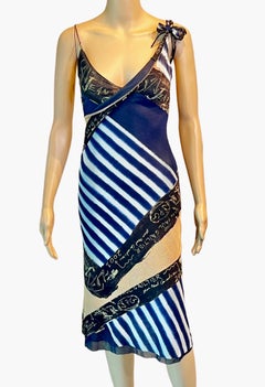 Jean Paul Gaultier c.2001 Graffiti Stripes Print Mesh Dress