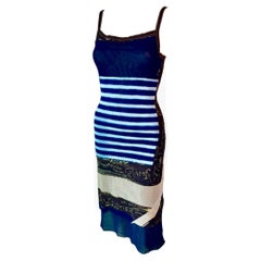 Jean Paul Gaultier c.2001 Graffiti Stripes Print Mesh Dress