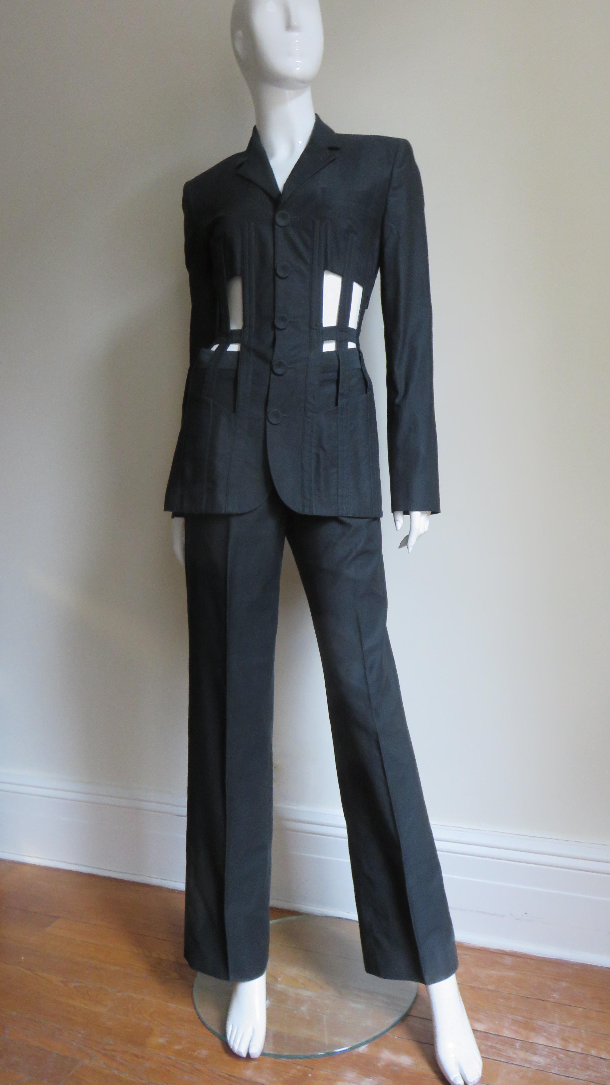 Jean Paul Gaultier Iconic Cage Corset lace up Jacket Pant Suit S/S 1989 For Sale 5