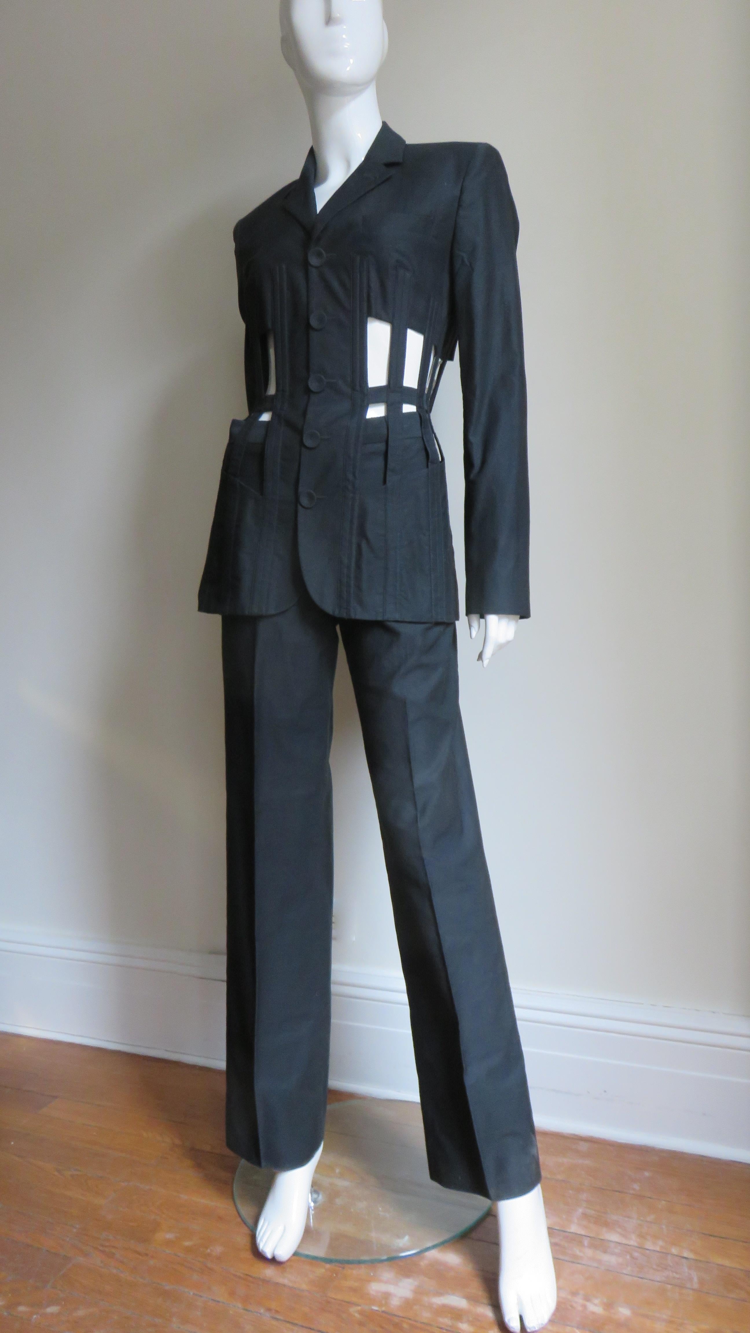Jean Paul Gaultier Iconic Cage Corset lace up Jacket Pant Suit S/S 1989 For Sale 6