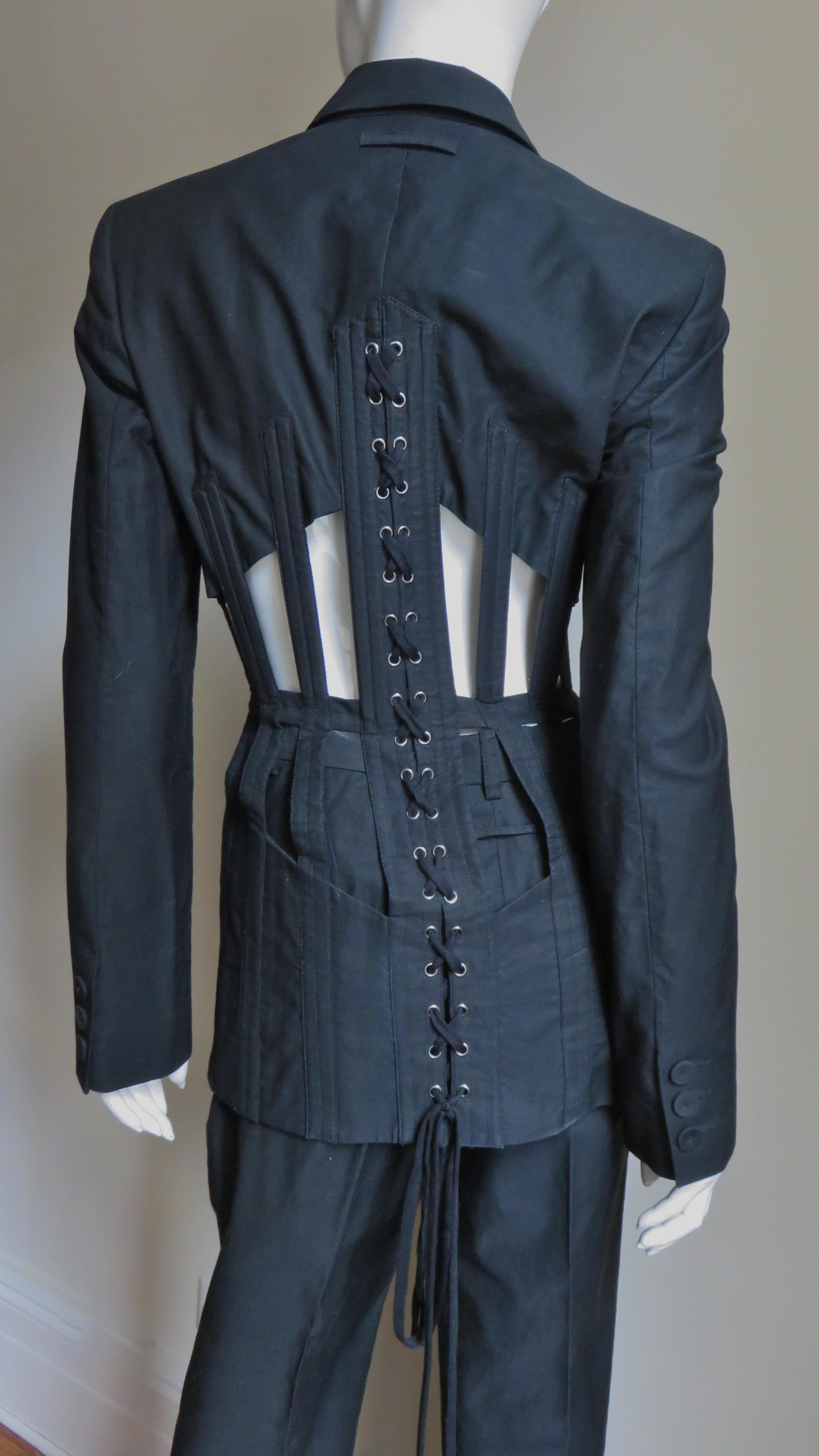 Jean Paul Gaultier Iconic Cage Corset lace up Jacket Pant Suit S/S 1989 For Sale 7