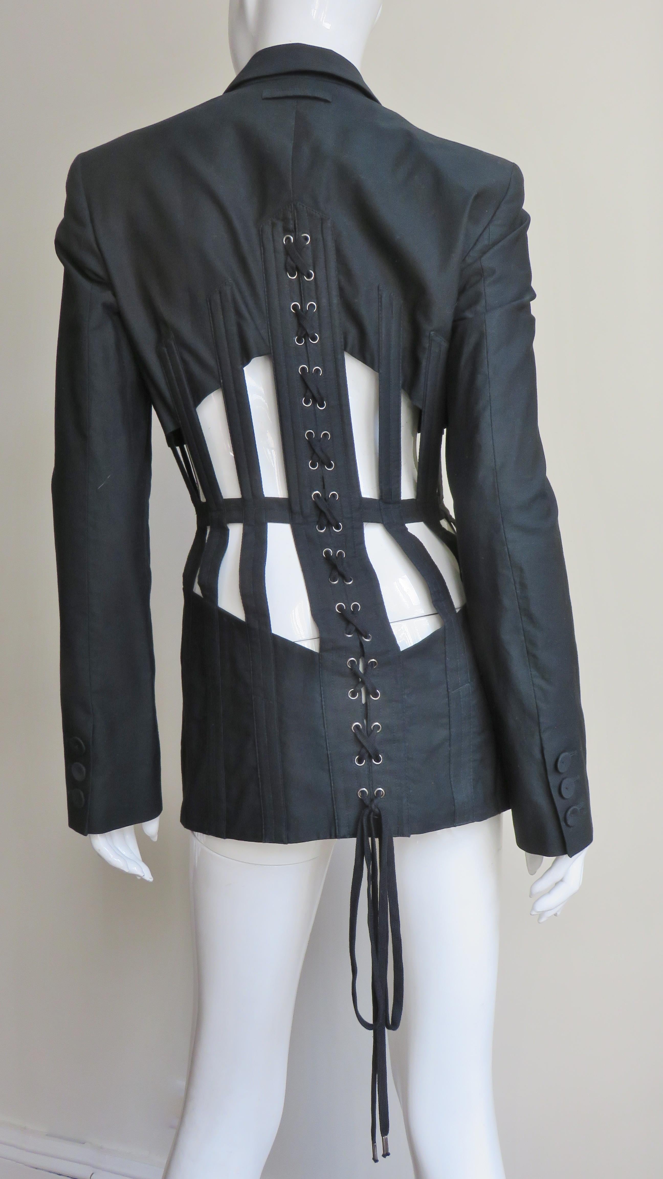 Jean Paul Gaultier Iconic Cage Corset lace up Jacket Pant Suit S/S 1989 For Sale 9