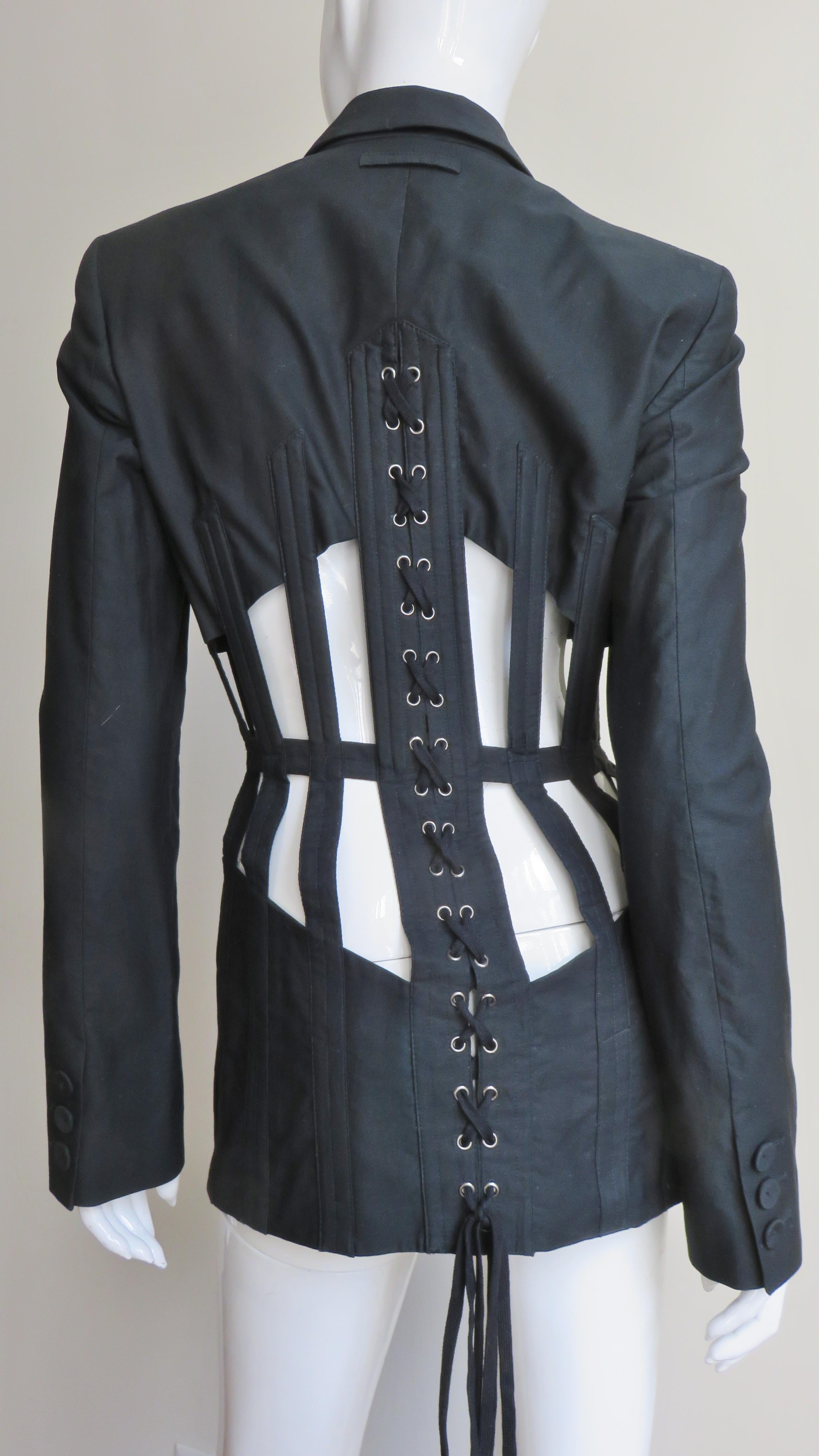 Jean Paul Gaultier Iconic Cage Corset lace up Jacket Pant Suit S/S 1989 For Sale 10