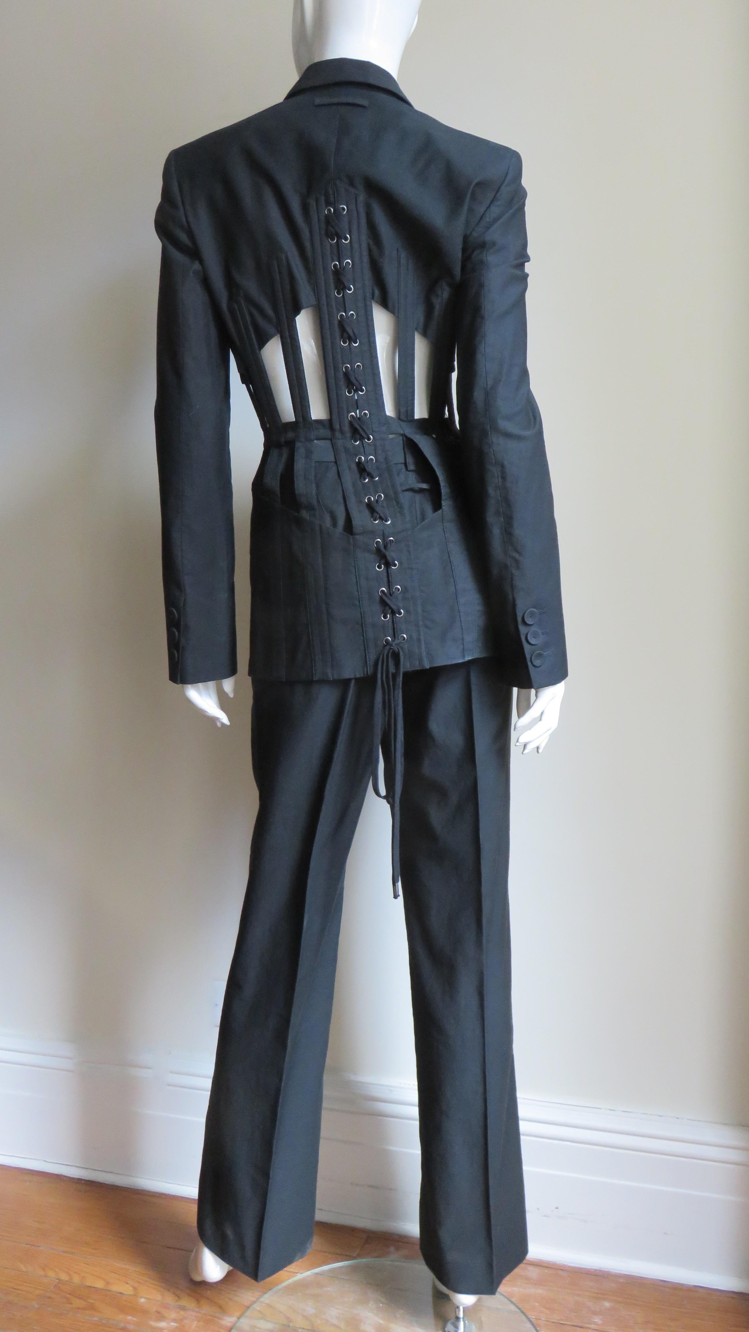 Jean Paul Gaultier Iconic Cage Corset lace up Jacket Pant Suit S/S 1989 For Sale 14