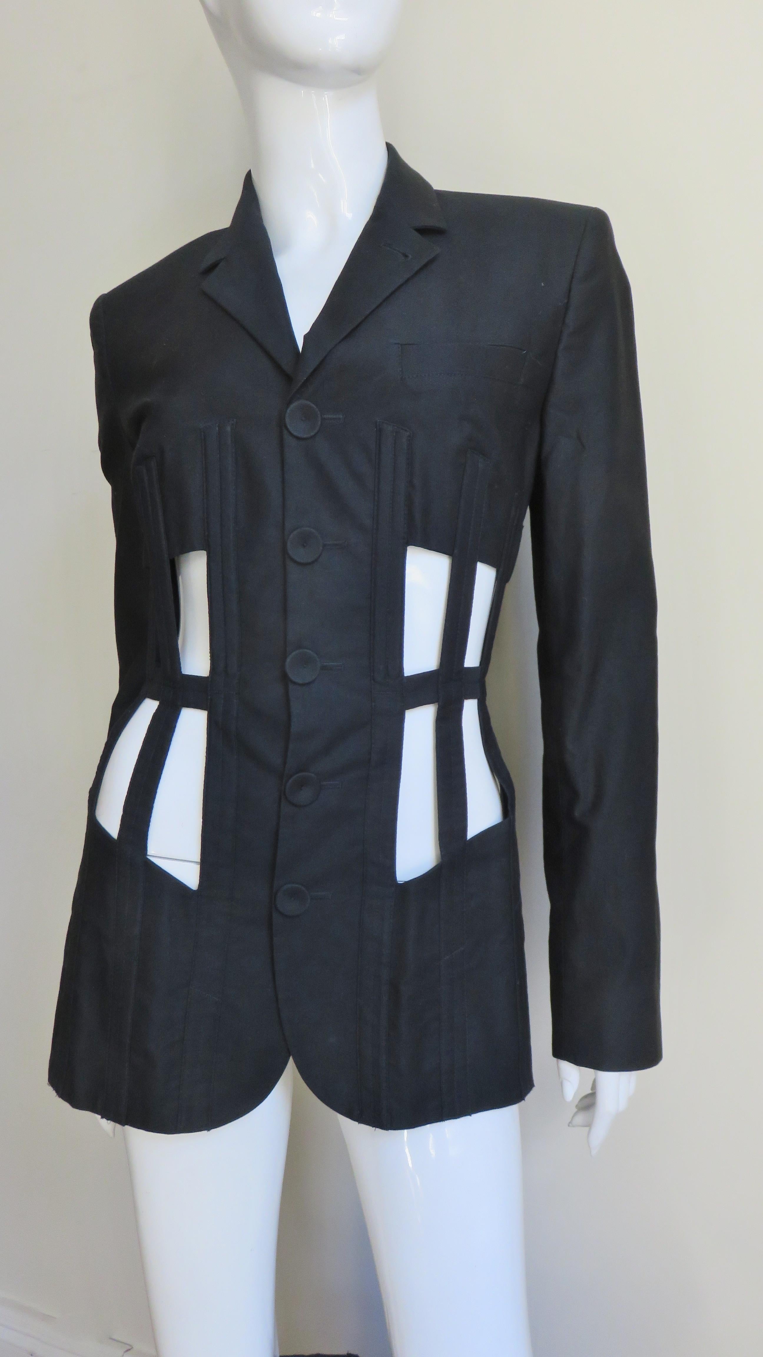 Jean Paul Gaultier Iconic Cage Corset lace up Jacket Pant Suit S/S 1989 For Sale 1