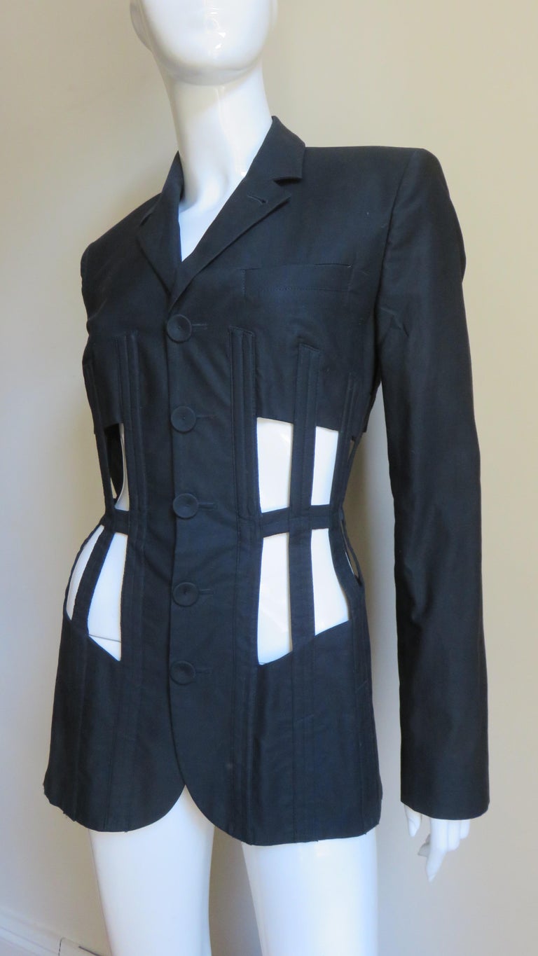 Jean Paul Gaultier Iconic Cage Corset lace up Jacket Pant Suit S/S 1989