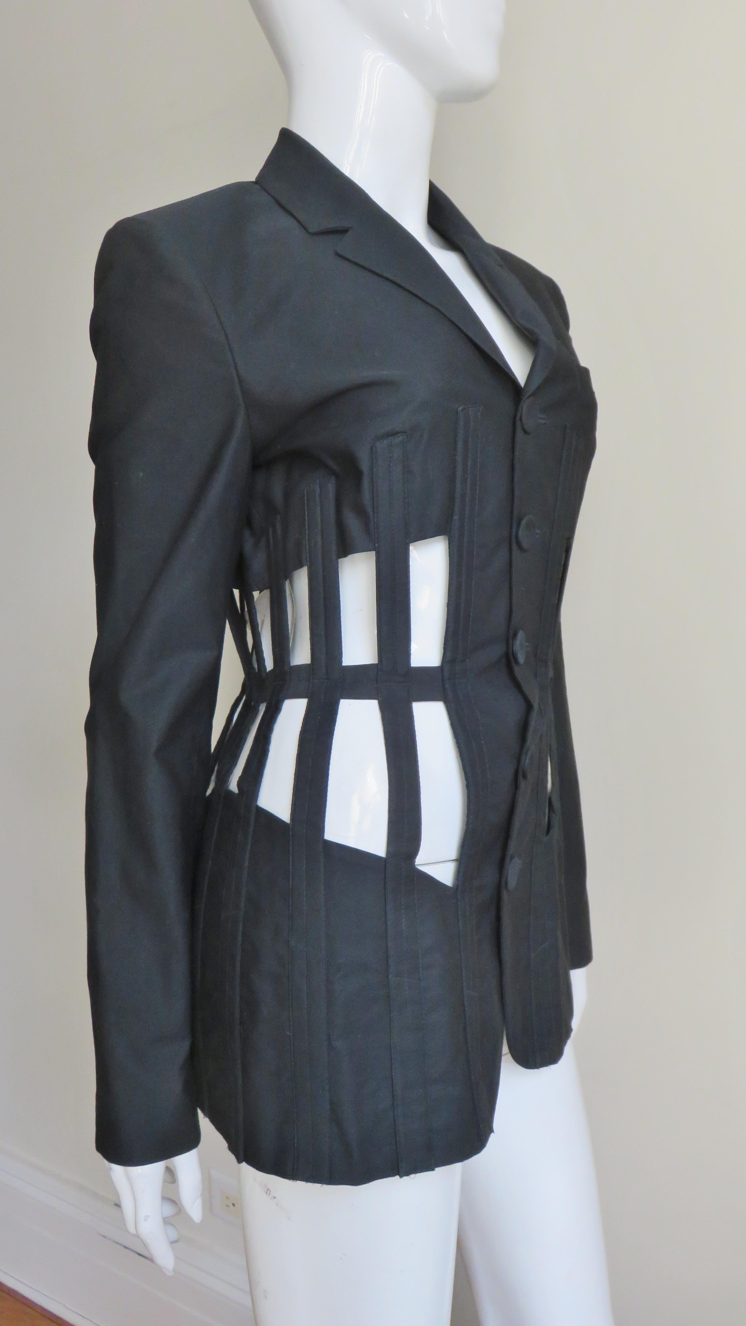 Jean Paul Gaultier Iconic Cage Corset lace up Jacket Pant Suit S/S 1989 For Sale 3