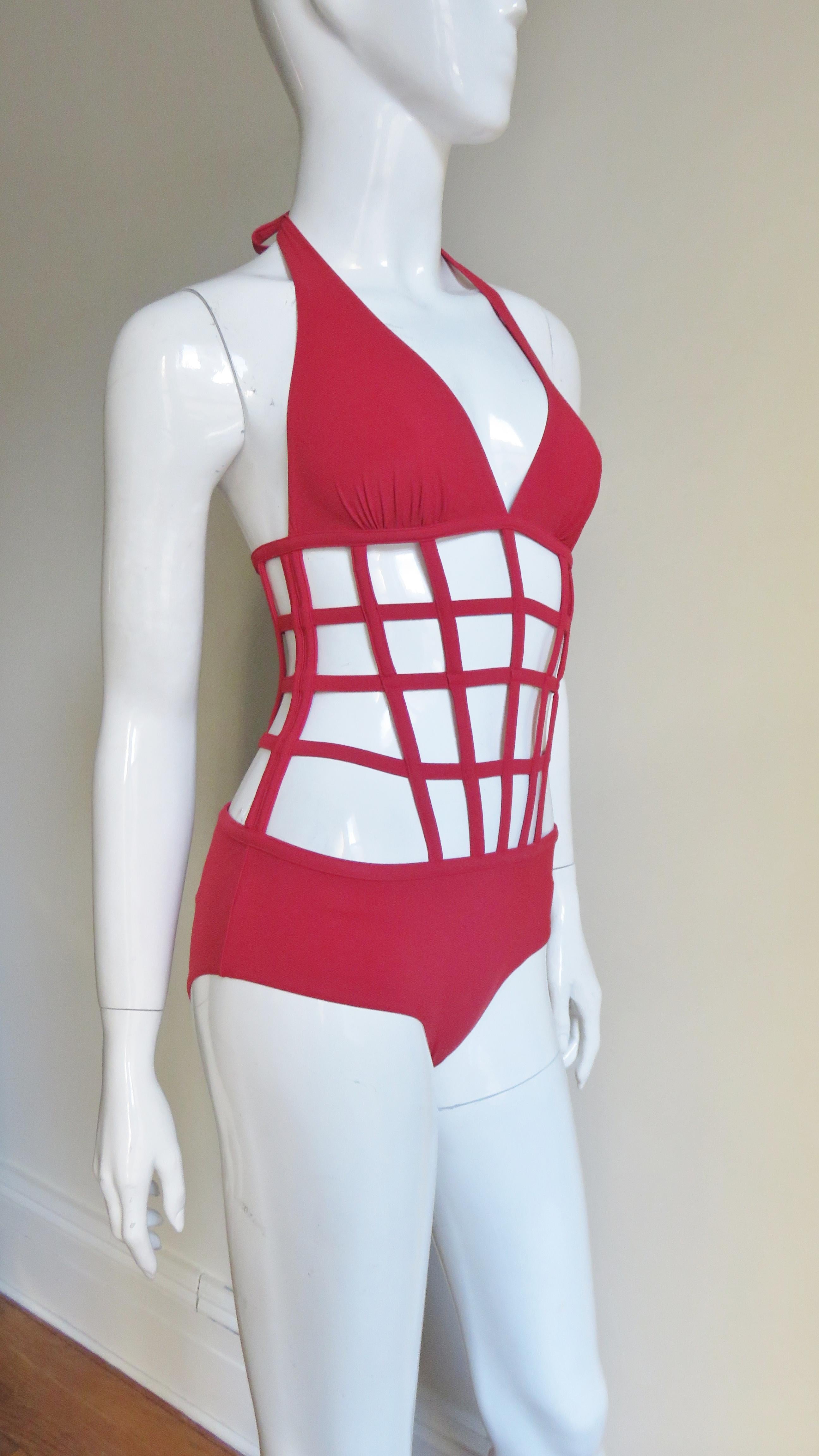 Jean Paul Gaultier New Cage Swimsuit In Excellent Condition In Water Mill, NY