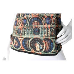 Jean Paul Gaultier Cathedral Print Wool Sleeveless Turtleneck Top circa 1990s