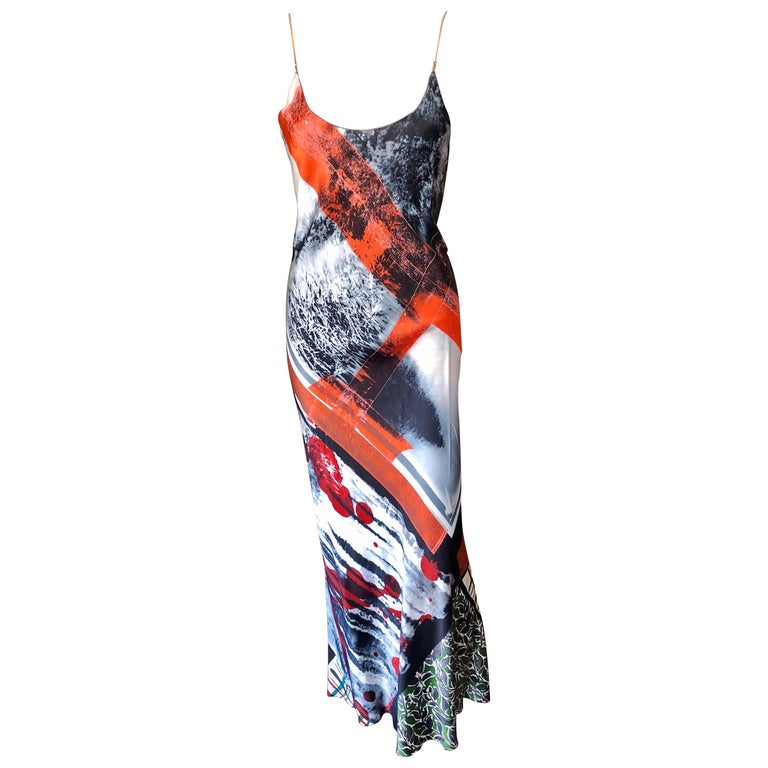Jean Paul Gaultier F/W 2001 Chain Embellished Abstract Print Slip Evening Dress For Sale at 1stDibs | embellished chain dress Jean Paul Gaultier F/W 2001 Chain Embellished Abstract Print Slip Evening Dress For Sale at 1stDibs | embellished chain dress