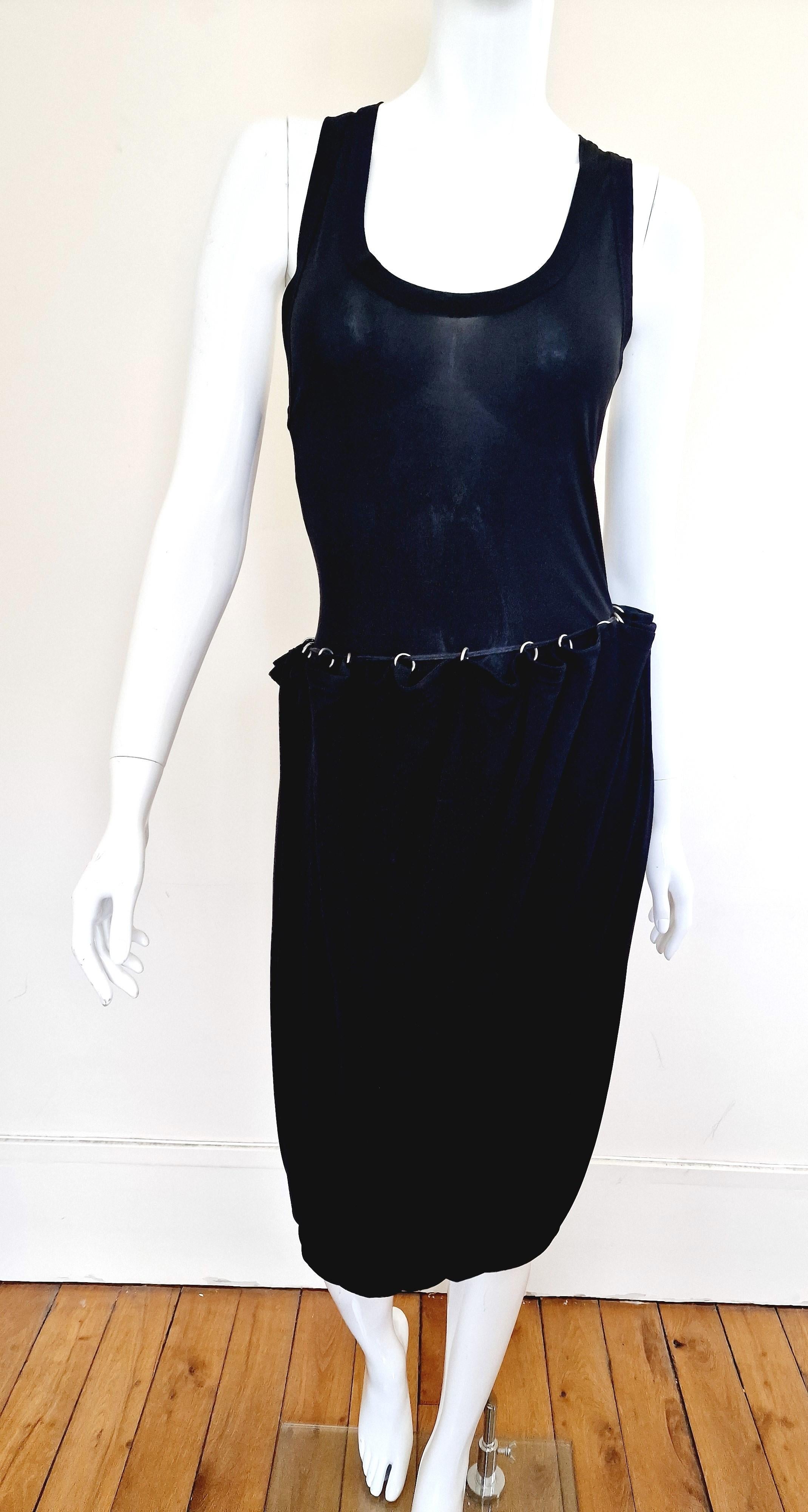 Jean Paul Gaultier Chain Metal Ring Black Vintage 90s Medium Evening Dress Gown For Sale 6
