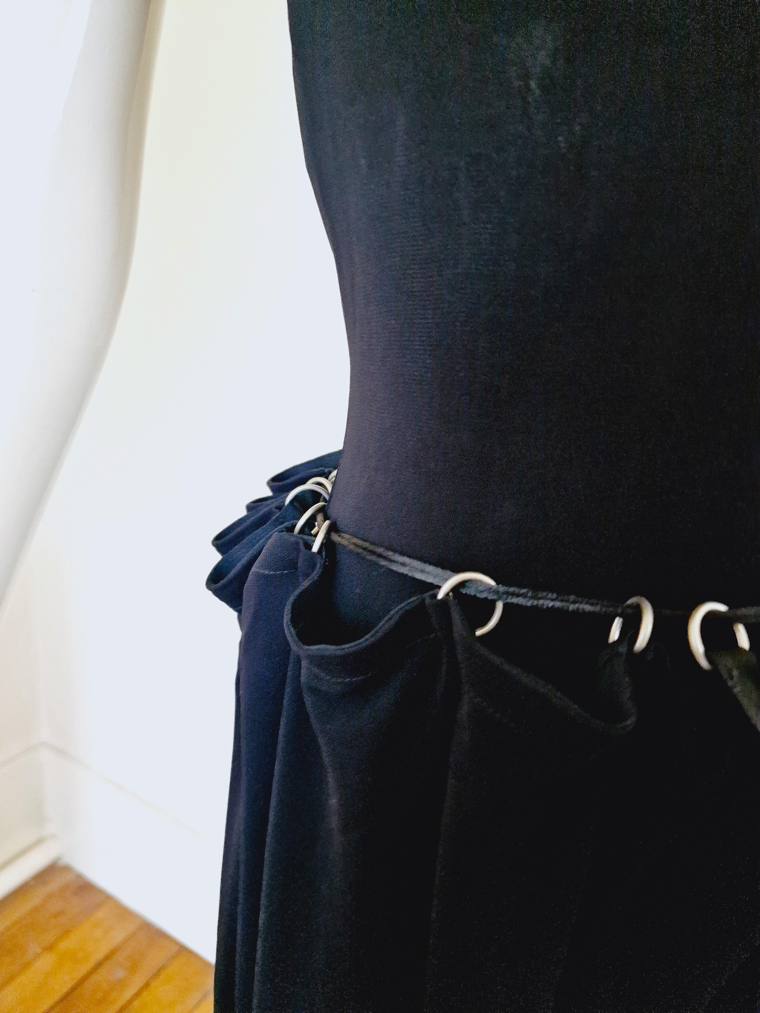 Jean Paul Gaultier Chain Metal Ring Black Vintage 90s Medium Evening Dress Gown For Sale 8