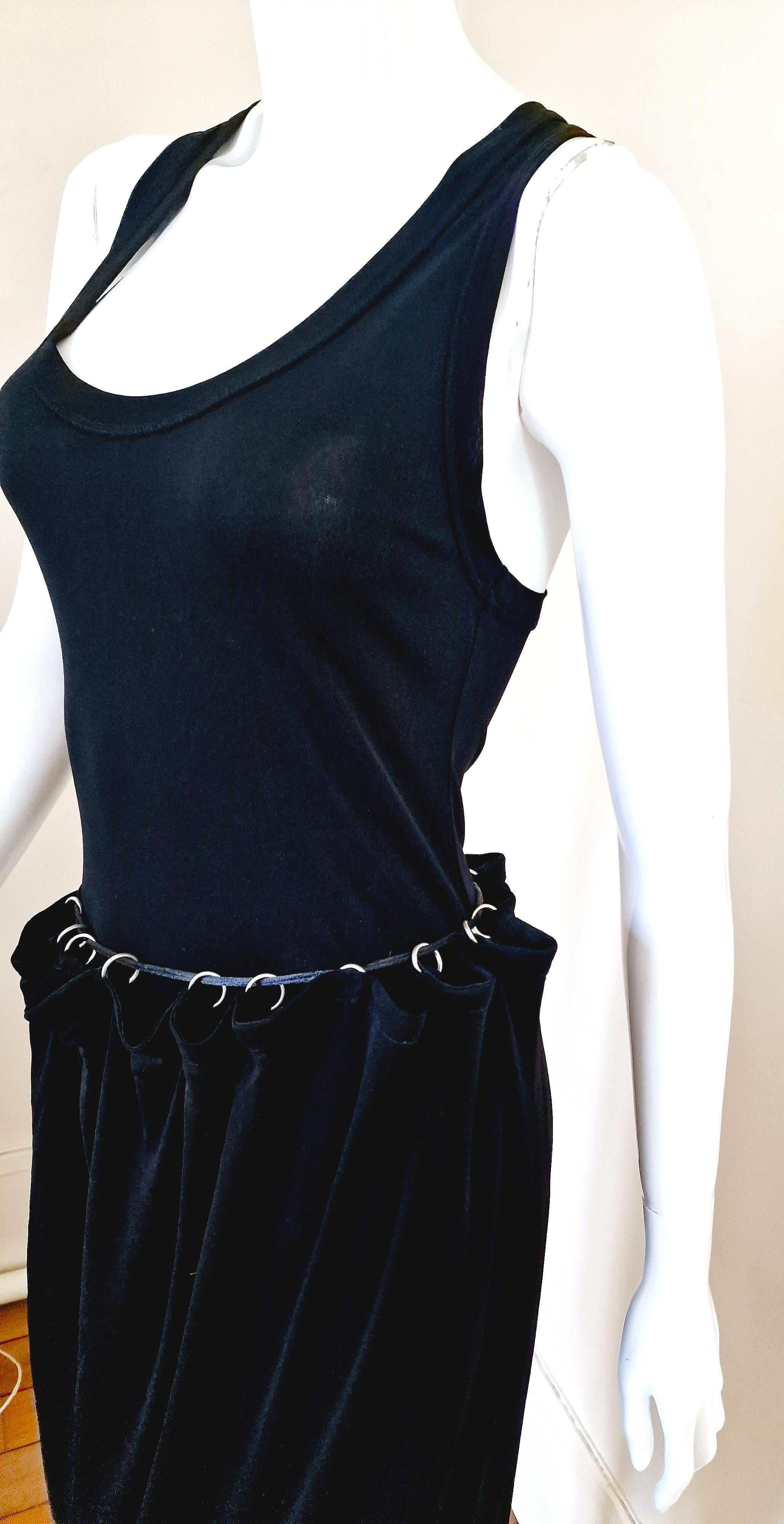 Jean Paul Gaultier Chain Metal Ring Black Vintage 90s Medium Evening Dress Gown For Sale 9