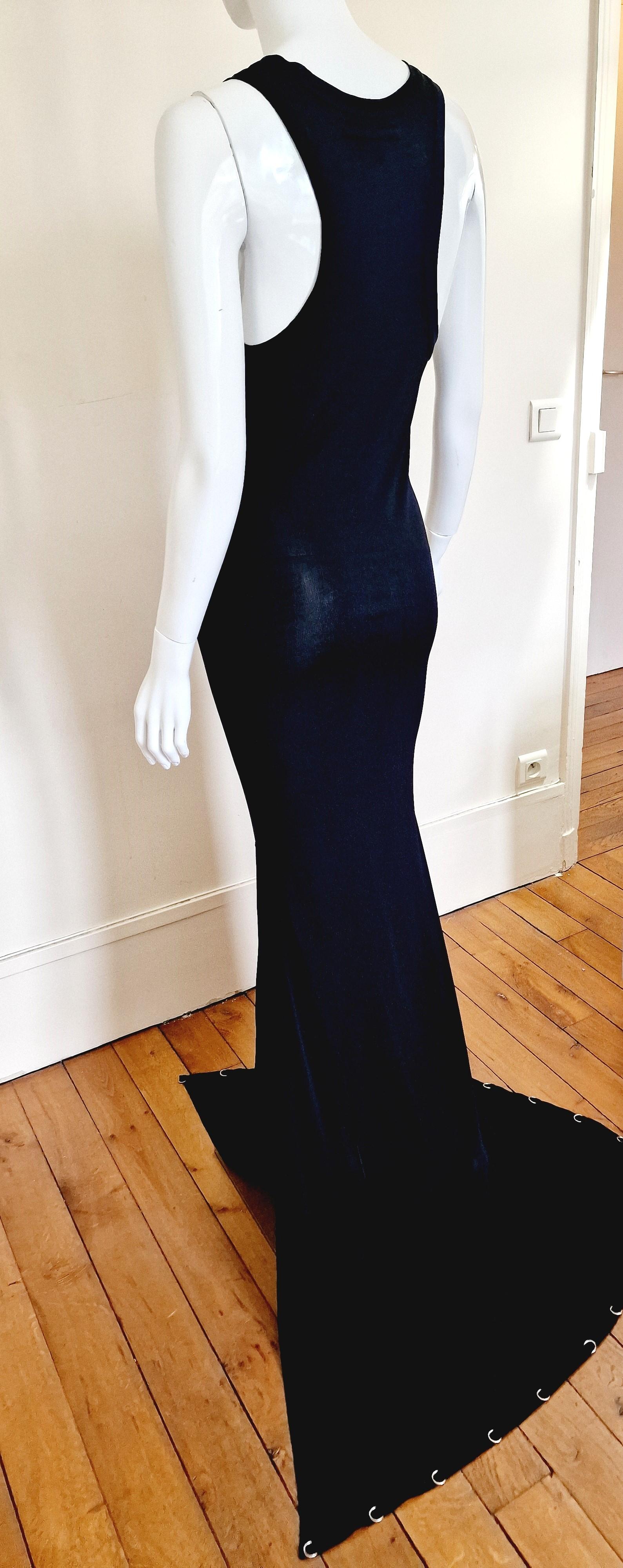 Jean Paul Gaultier Chain Metal Ring Black Vintage 90s Medium Evening Dress Gown For Sale 2