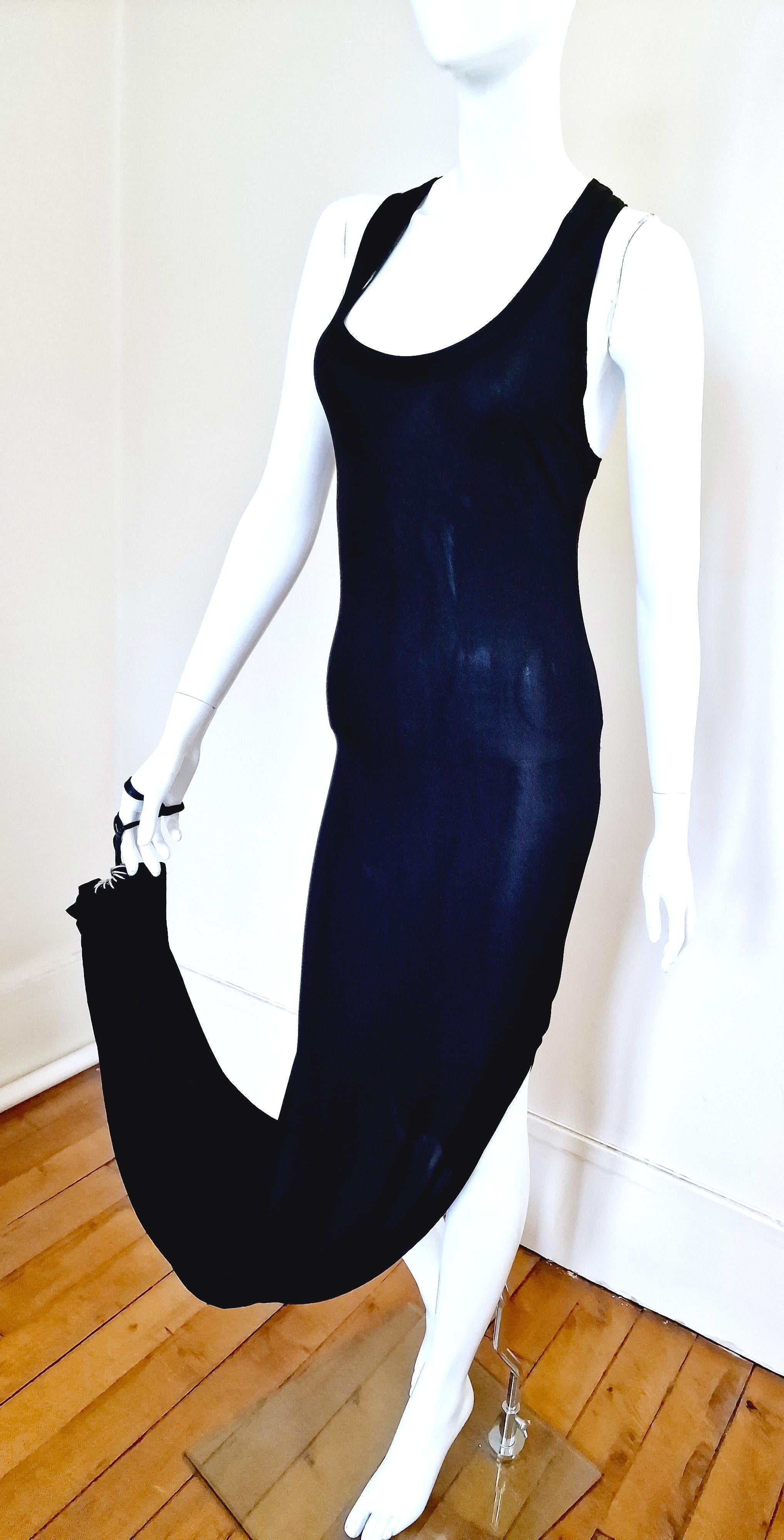 Jean Paul Gaultier Chain Metal Ring Black Vintage 90s Medium Evening Dress Gown For Sale 4