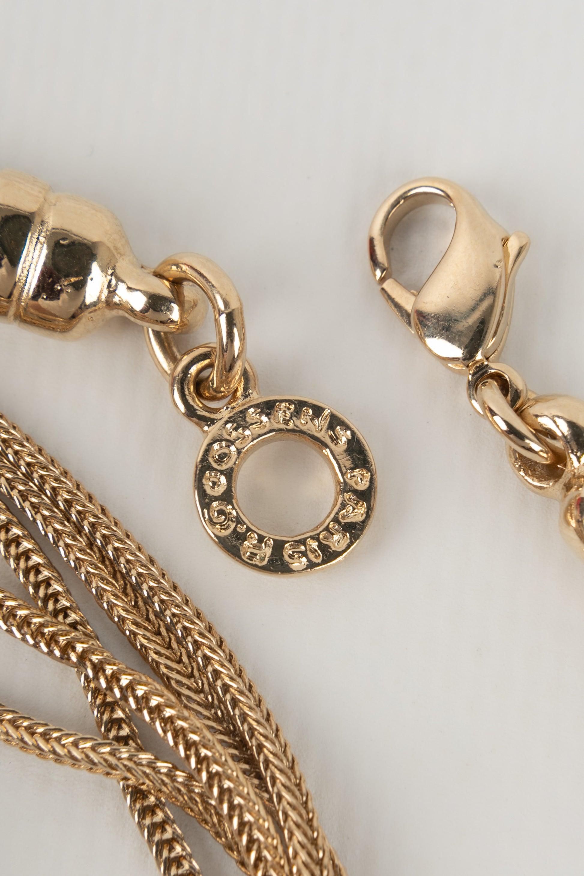 Jean Paul Gaultier Champagner Metall-Halskette im Zustand „Hervorragend“ im Angebot in SAINT-OUEN-SUR-SEINE, FR
