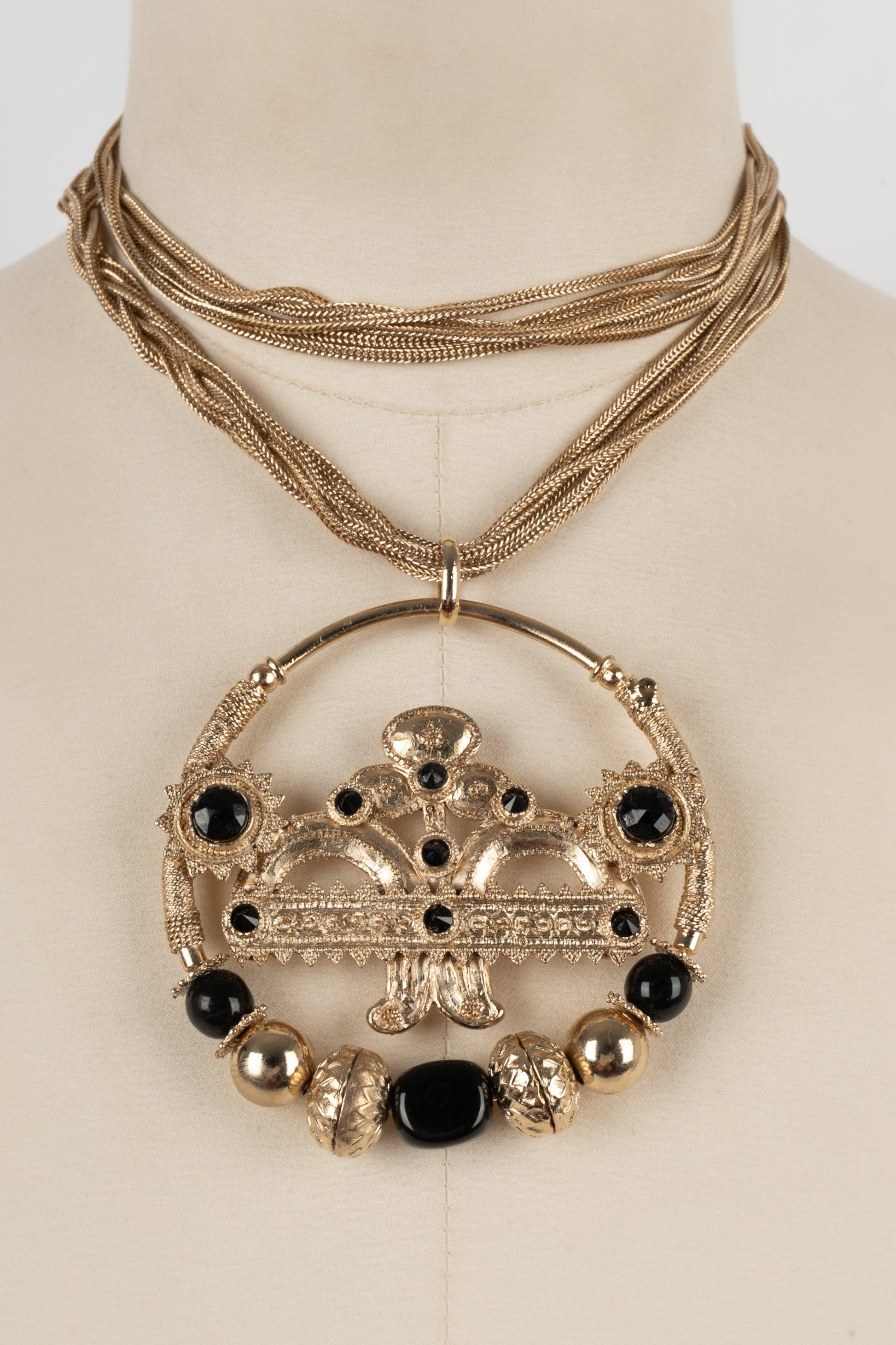 Jean Paul Gaultier Champagner Metall-Halskette im Angebot 4