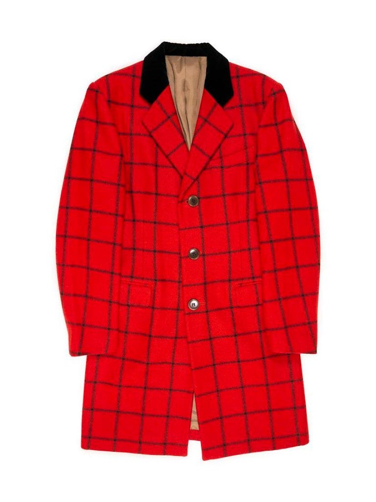 Red Jean Paul Gaultier Classique AW1997 Checked Overcoat For Sale