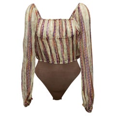 Jean Paul Gaultier Classique Beige & Multicolor Silk Bodysuit